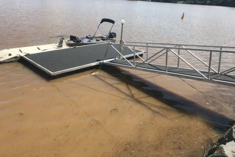 repaired aluminium pontoon whaler